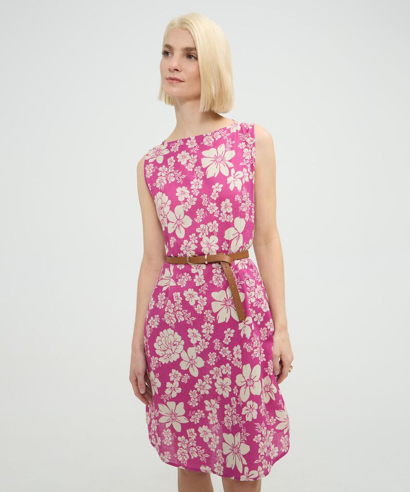 Vestido Estampado en Efecto Lino