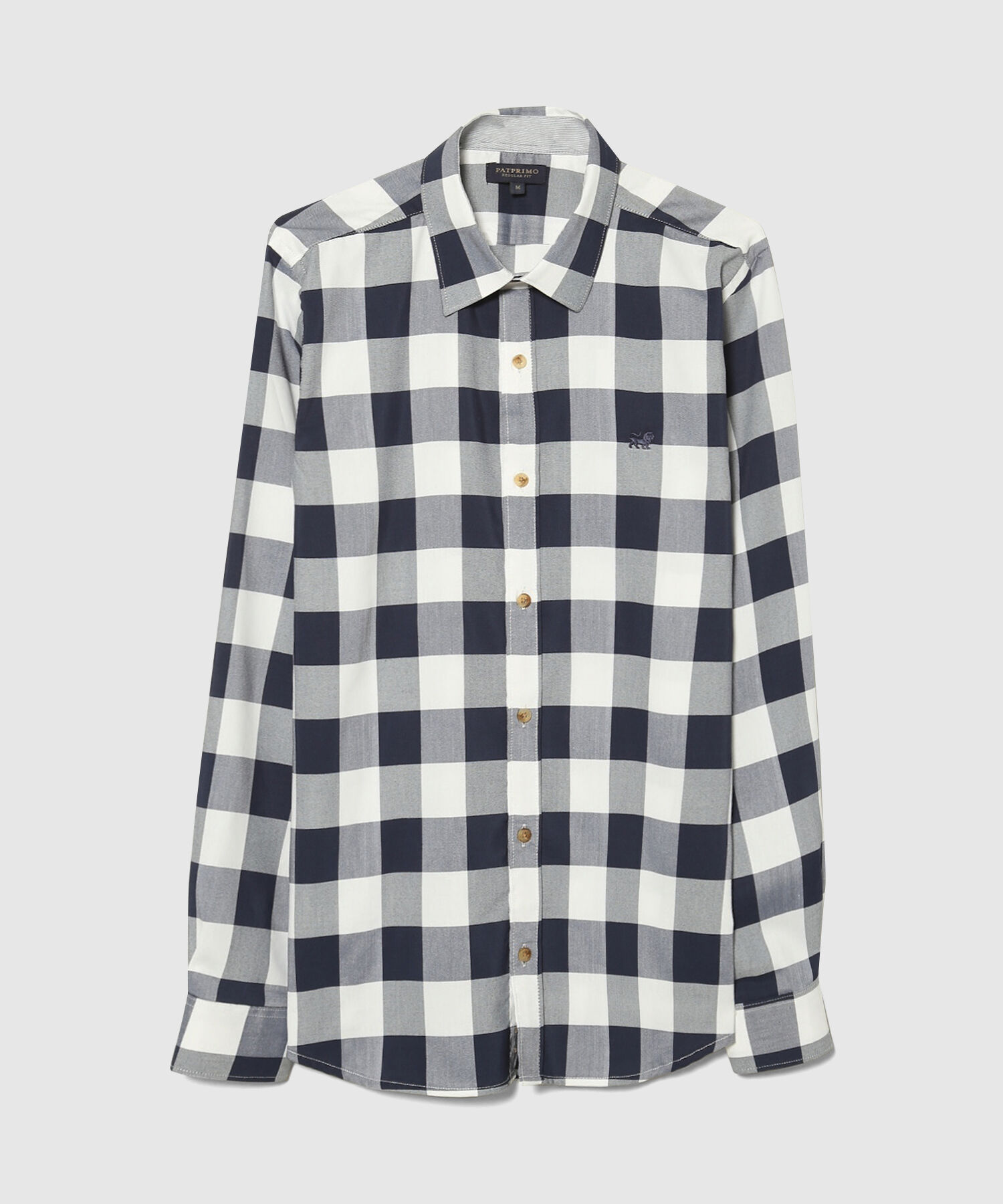 Camisa Manga Larga Preteñida Cuello Casual Corto Regular