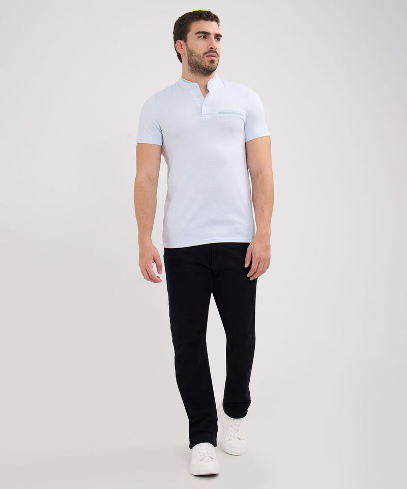 Polo Cuello Mao Unicolor Con Simulación Bolsillo Ribete