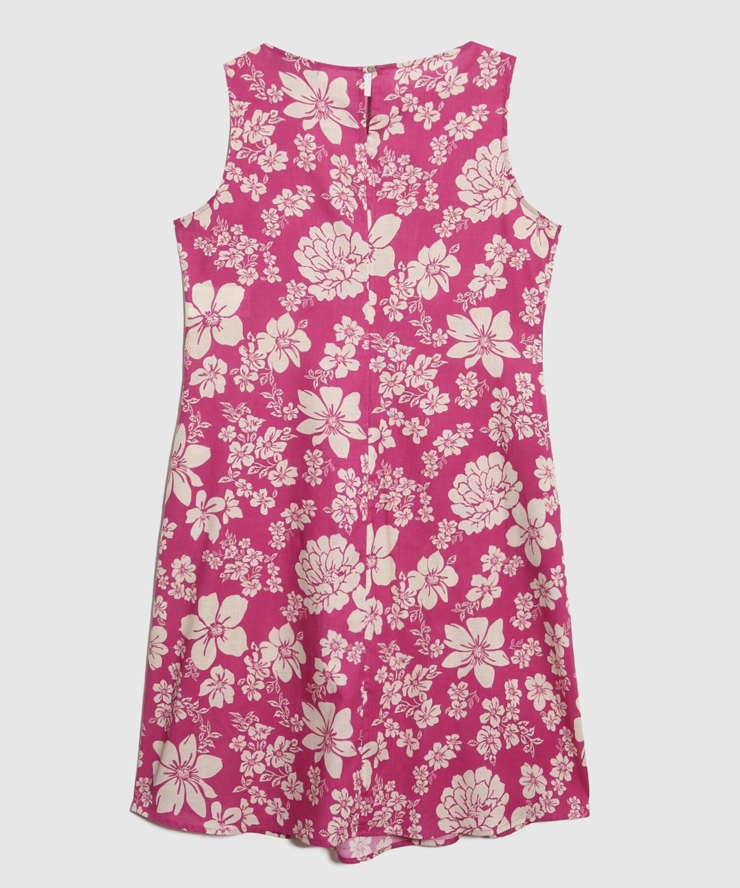 Vestido Estampado en Efecto Lino