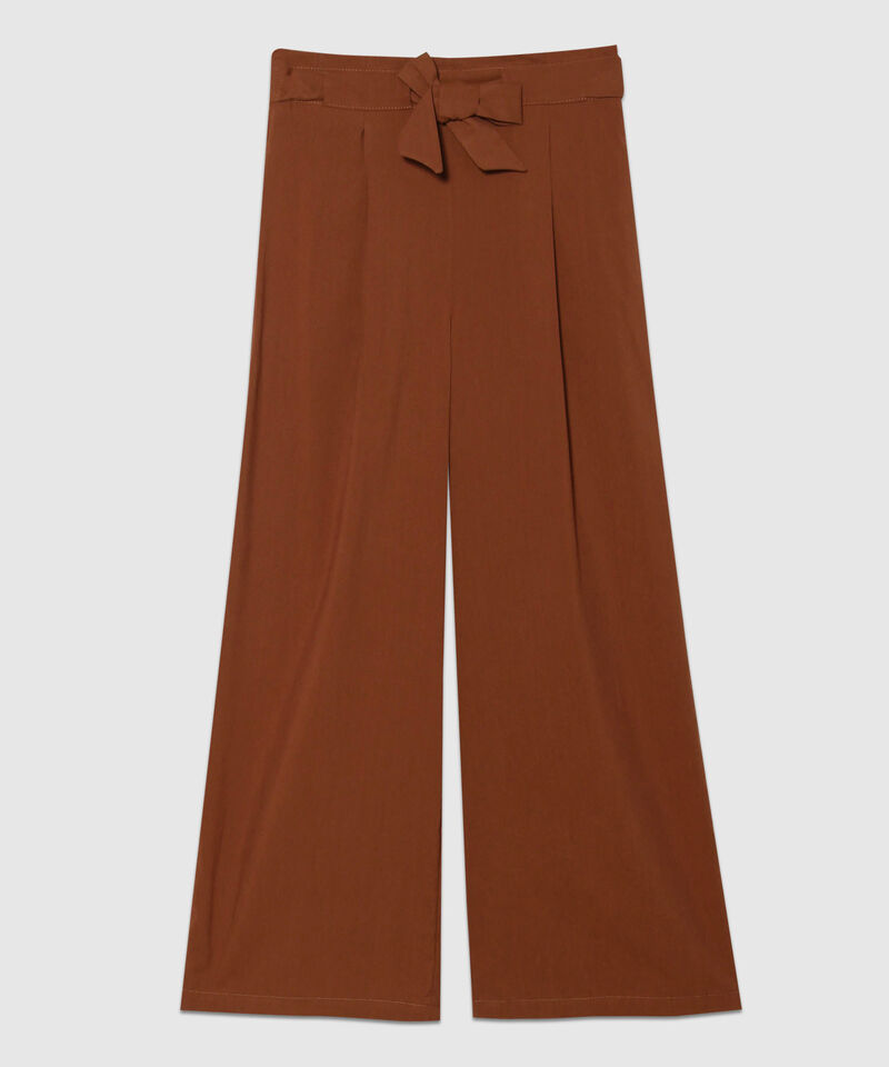 Pantalon Moda Tipo Paper Bag, Bota Amplia Con Bolsillos Laterales Y Cinturón Para Anudar, Cristales Linea Moda