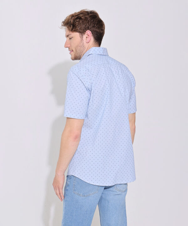 Camisa Estampada Manga Corta Con Bolsillo Y Silueta Slim Fit