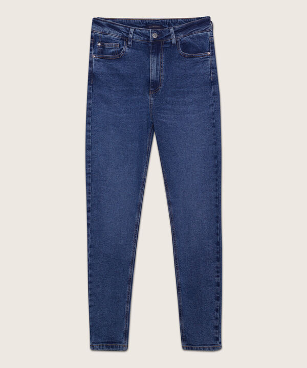 Jean Skinny Tiro Alto Tono Azul Medio Oscuro