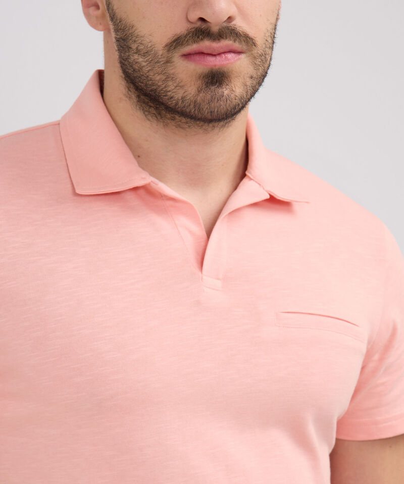 Polo Unicolor, Cuello Máquina Con Simulación Bolsillo Ribete
