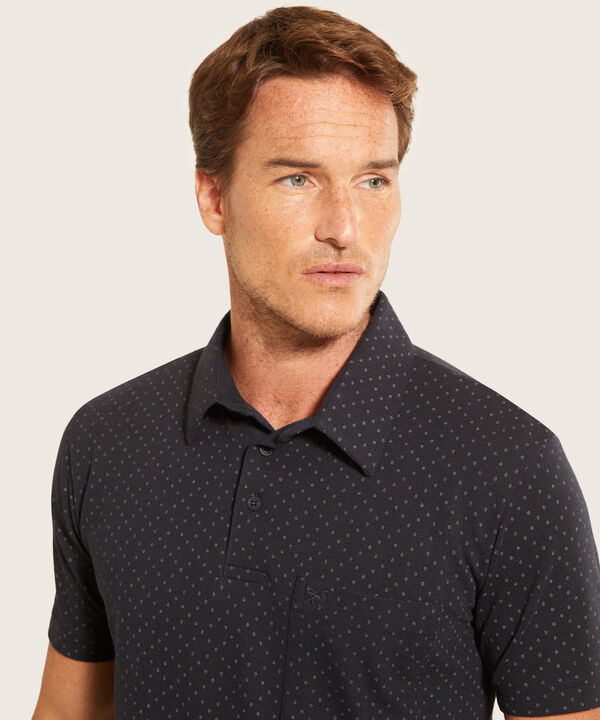 Polo Estampada Cuello Duro , Con Bolsillo