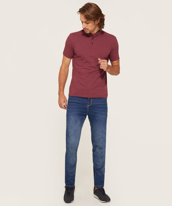Polo Unicolor Cuello Mao Para Hombre