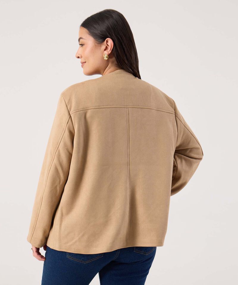 Chaqueta Unicolor Con Bolsillos Para Mujer Curvy