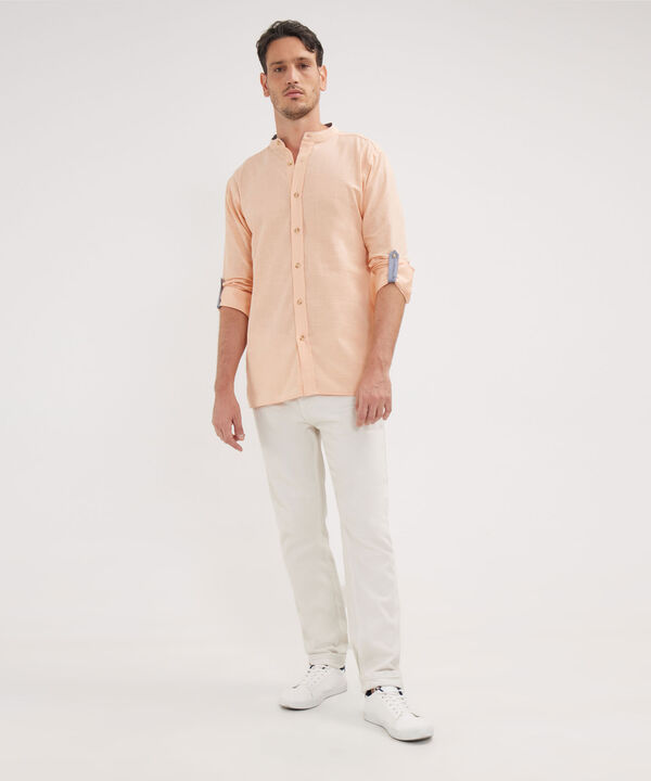Camisa Manga Larga Cuello Mao Unicolor image number null