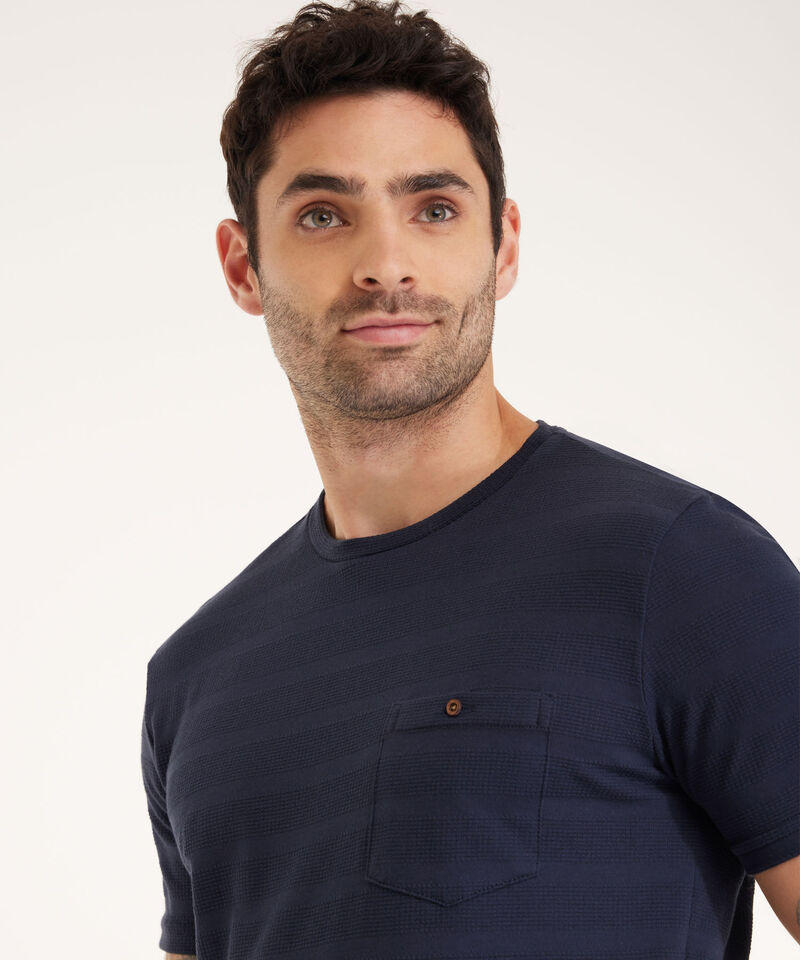 Camiseta Unicolor, Cuello Redondo Con  Bolsillo De Parche