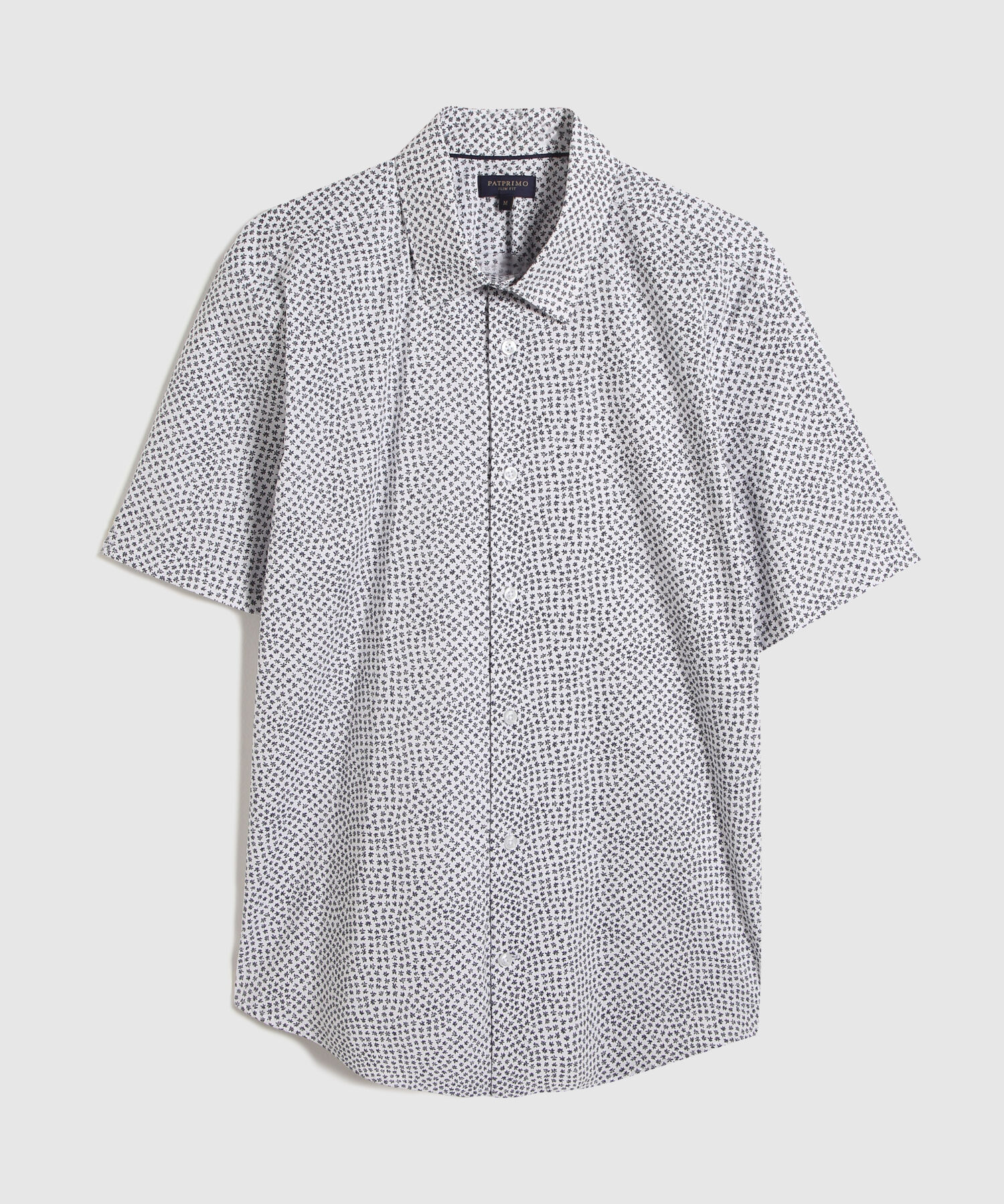 Camisa Estampada Manga Corta, Cuello Formal
