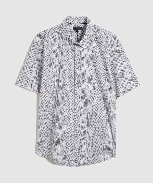 Camisa Estampada Manga Corta, Cuello Formal