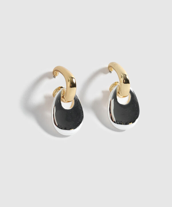 Aretes Argollas Con Colgante Bicolor Mujer image number null