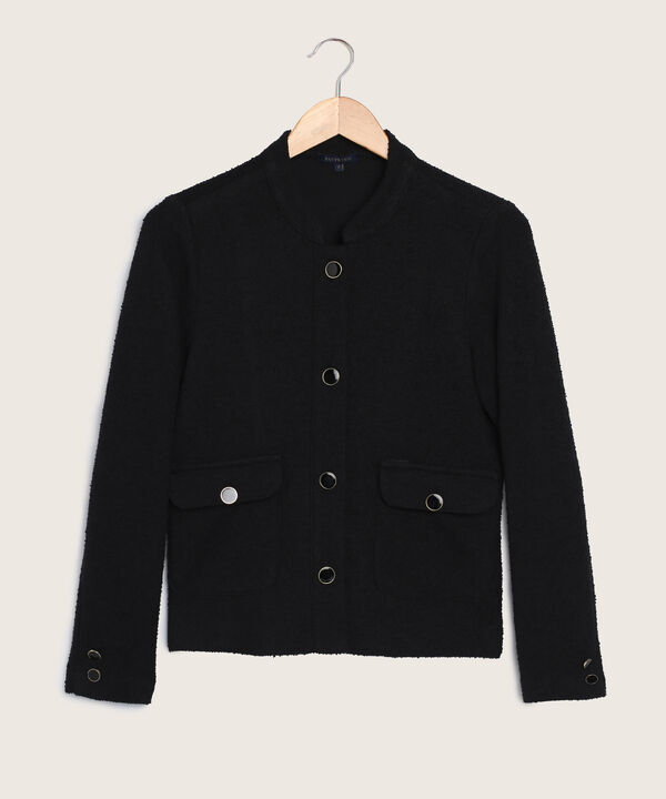 Chaqueta Unicolor Con Bolsillos En Frente