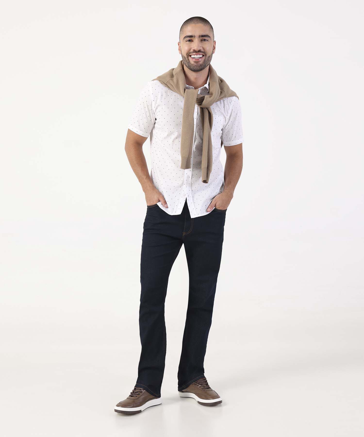 Camisa Manga Corta En Miniprints Con Bolsillo