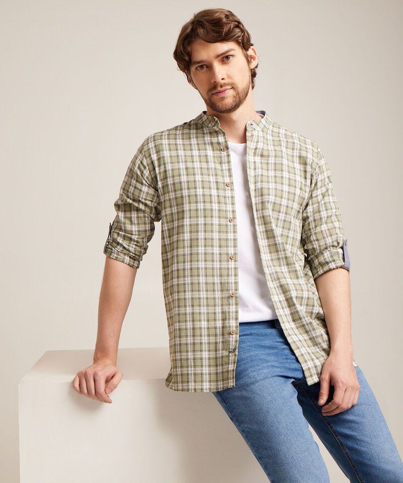 Camisa Manga Larga Cuello Neru Unicolor