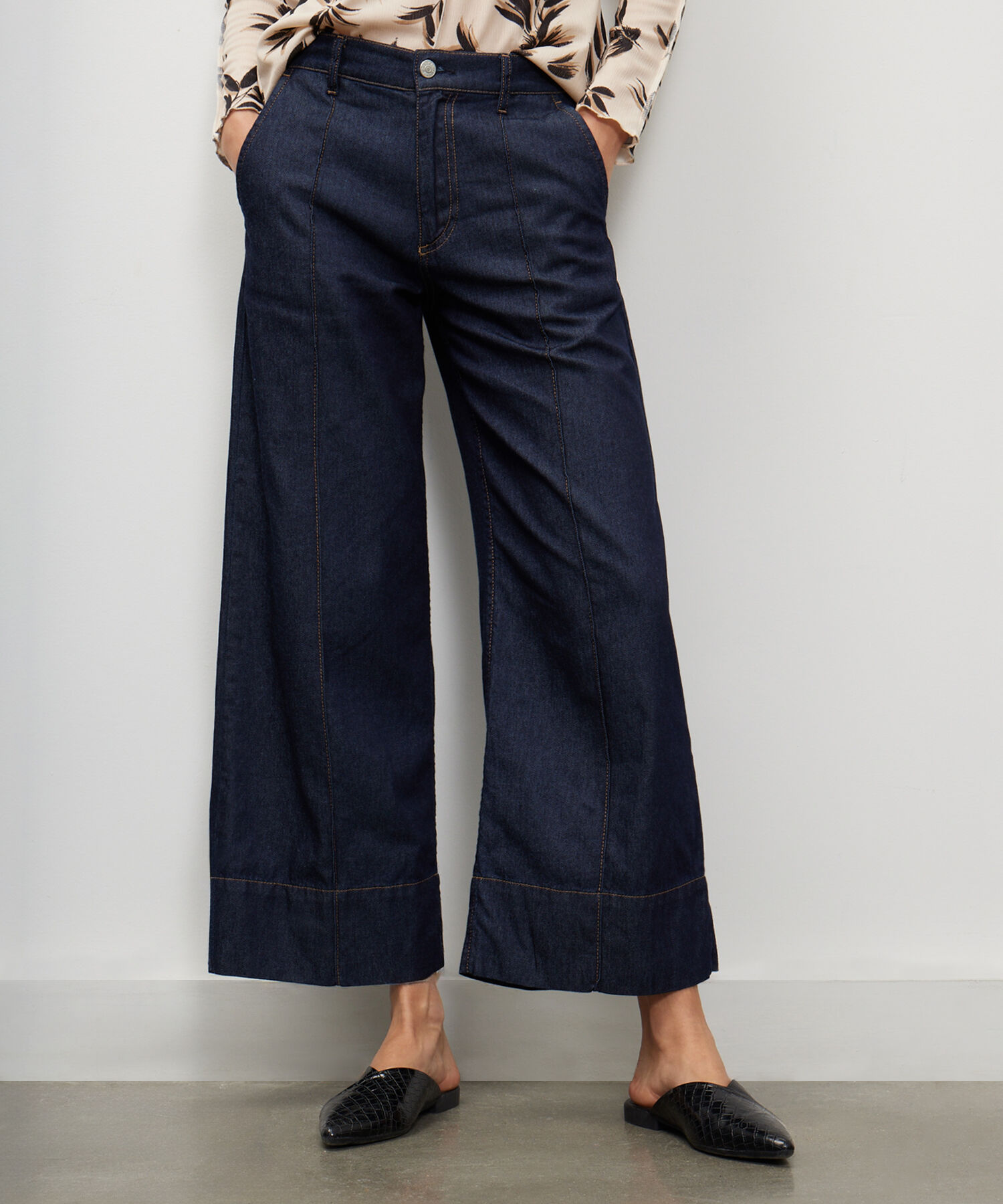 Jeans Wide Leg Tono Oscuro