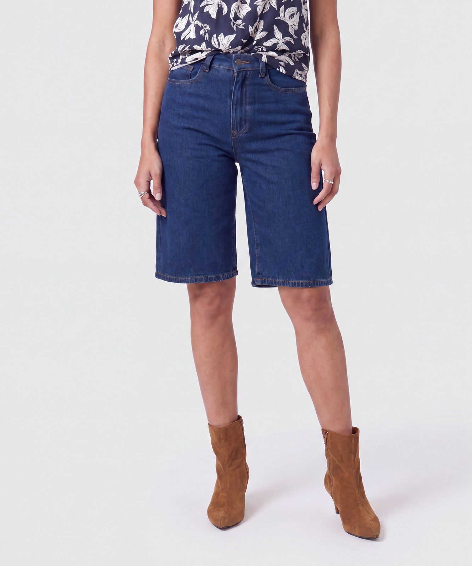 Bermudas Denim Tiro Alto Mujer