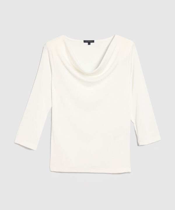 Camiseta Cuello Con Escote Drapeado Y Manga 3/4