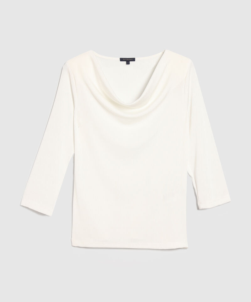 Camiseta Cuello Con Escote Drapeado Y Manga 3/4