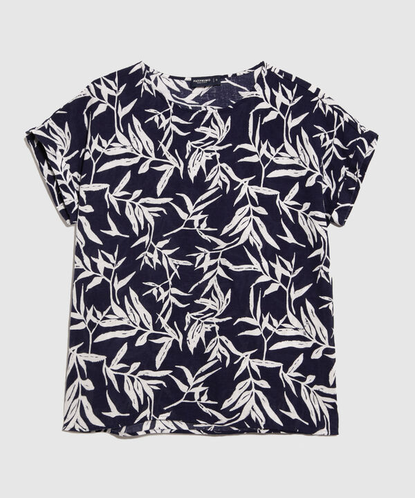 Blusa Estampada en Efecto Lino