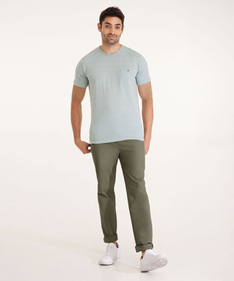 Camiseta Unicolor, Cuello Redondo Con  Bolsillo De Parche