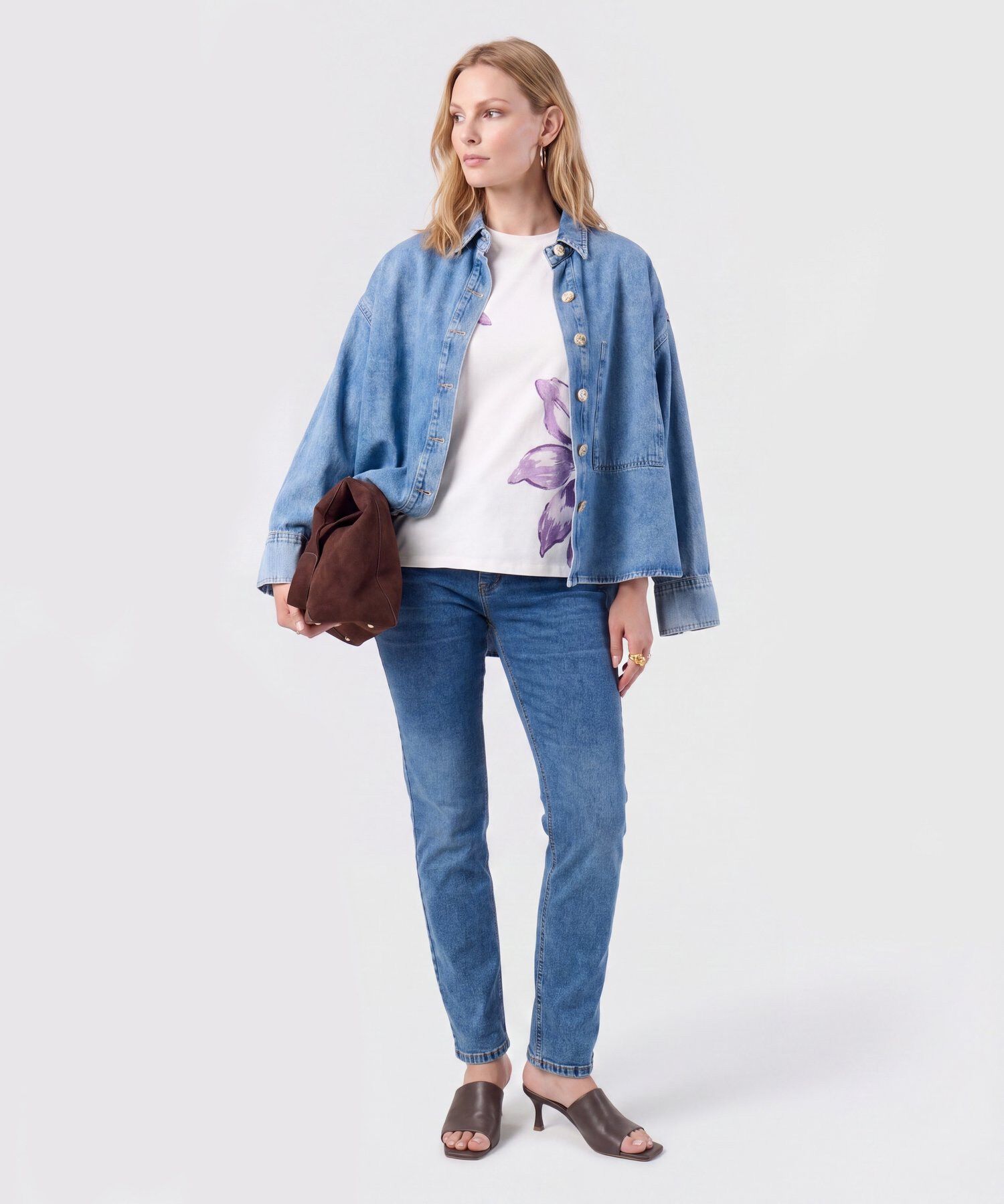 Jean Straight De Tiro Medio Para Mujer