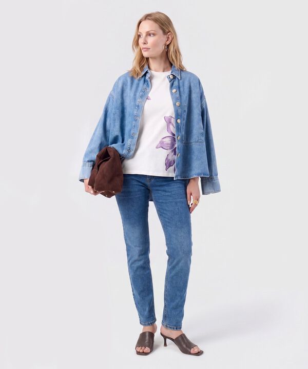 Jean Straight De Tiro Medio Para Mujer