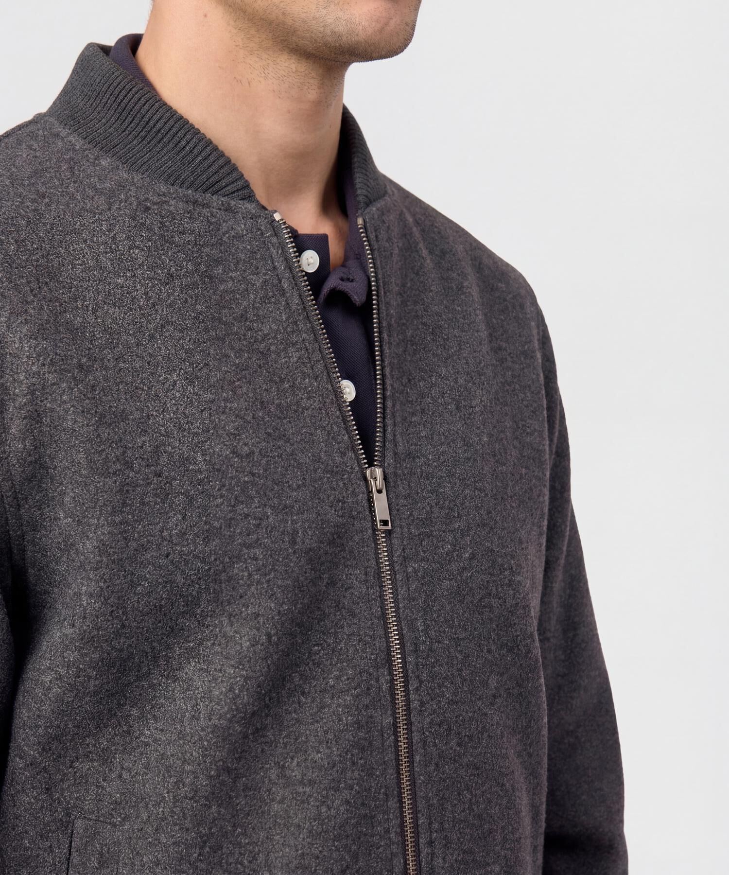 Chaqueta Bomber Con Textura De Lana Hombre