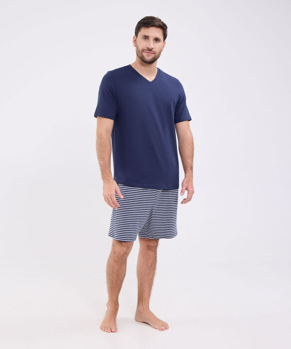 Conjinto de Pijama camiseta manga corta y pantaloneta preteñida para hombre image number null