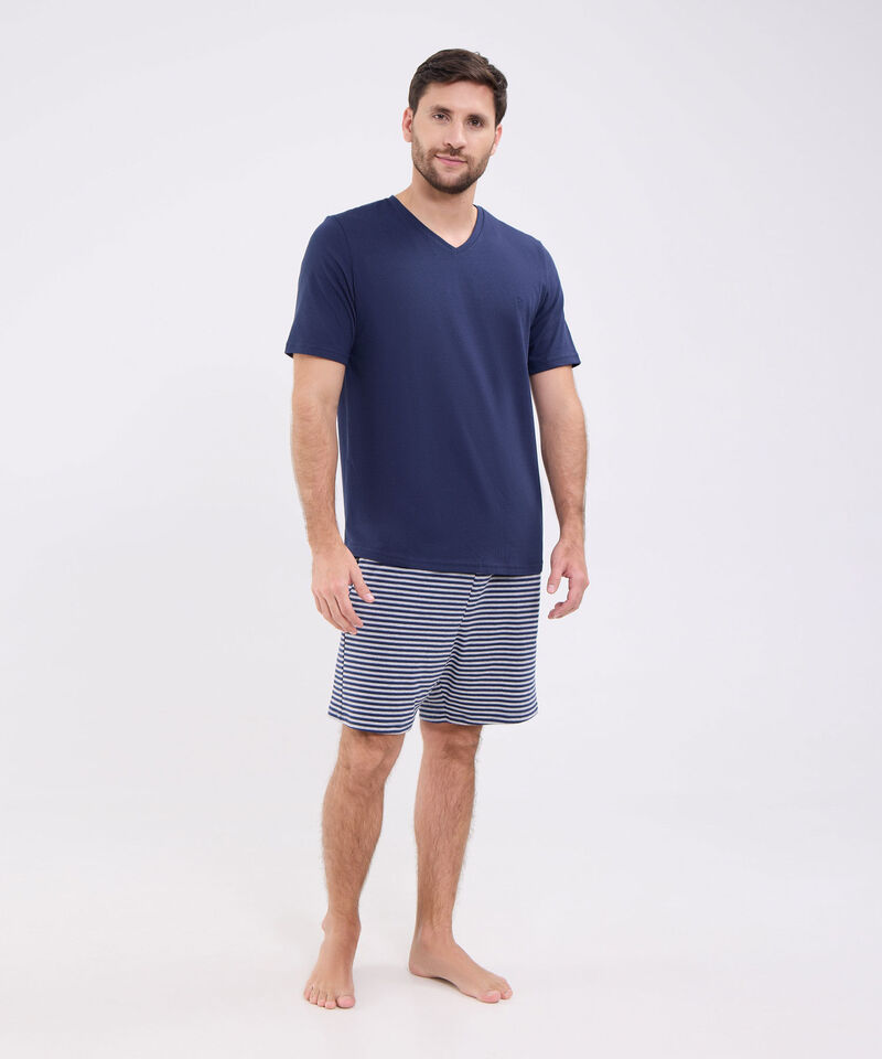 Conjinto de Pijama camiseta manga corta y pantaloneta preteñida para hombre