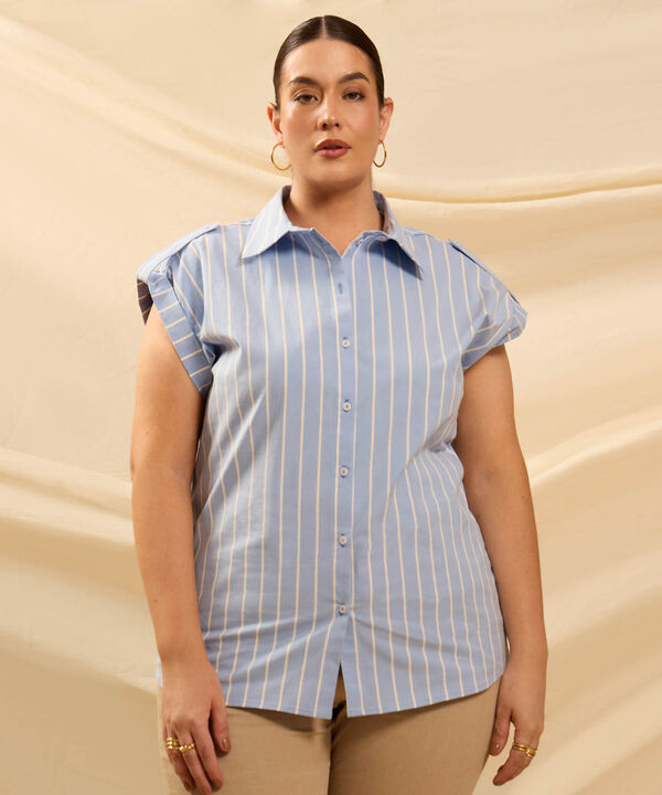 Camisa Con Charreteras En Hombros Para Mujer Curvy