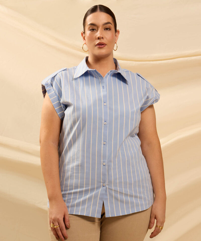 Camisa Con Charreteras En Hombros Para Mujer Curvy