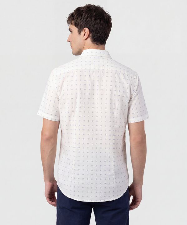 Camisa Manga Corta En Miniprints Con Bolsillo