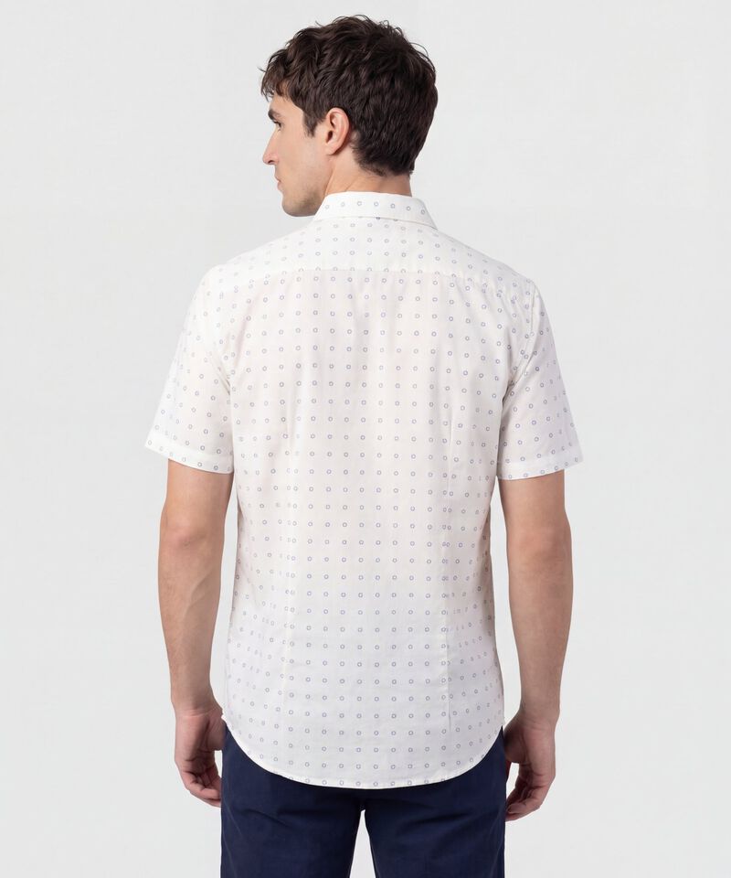 Camisa Manga Corta En Miniprints Con Bolsillo