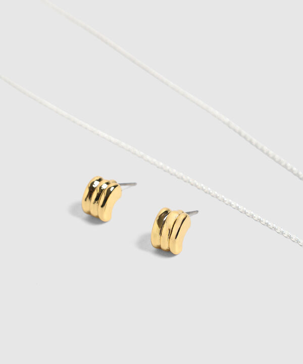 Set de Collar y Aros Combinados Plateado y Dorado Mujer