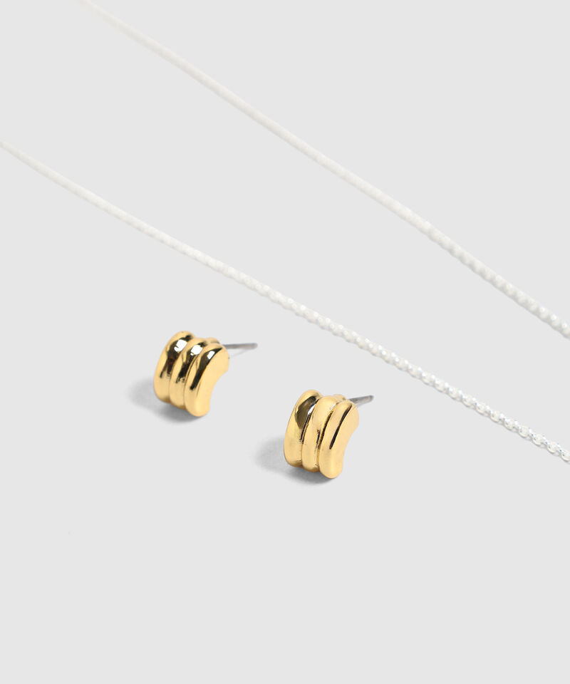 Set de Collar y Aros Combinados Plateado y Dorado Mujer