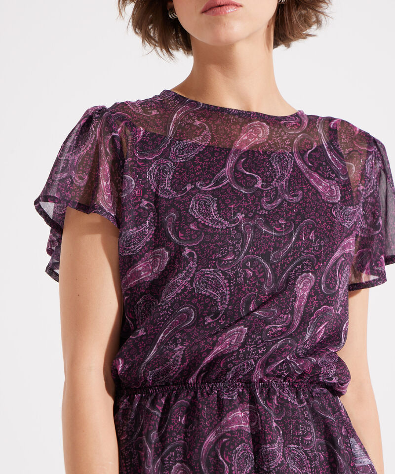 Blusa Manga Corta Estampada Con Top Interno