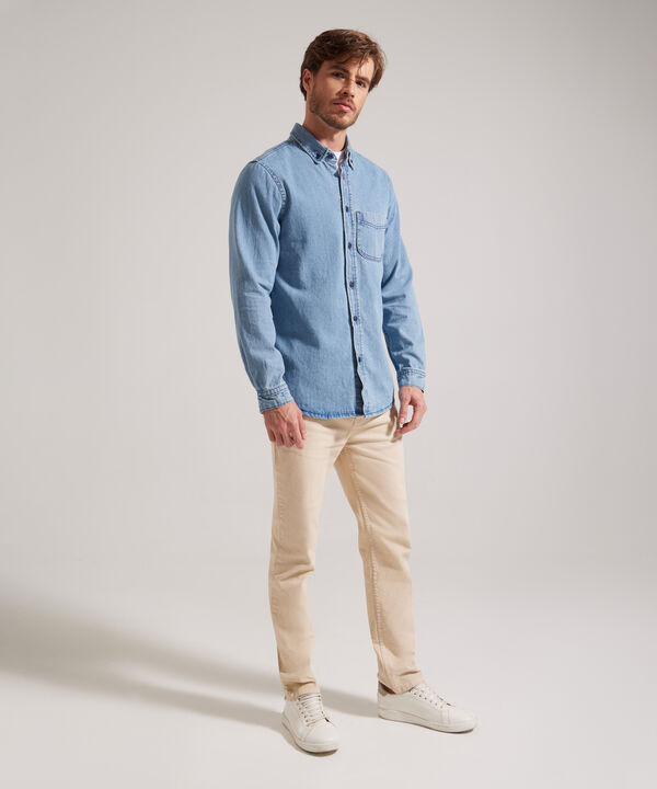 Camisa Manga Larga Regular Fit, Con Boton Down