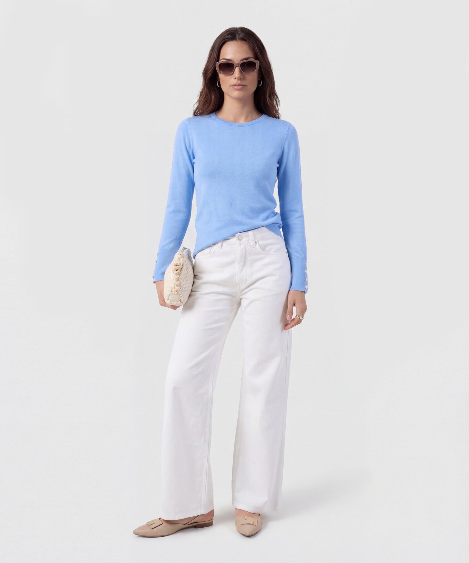 Saco De Punto Con Detalle De Botones En Pu&ntilde;o Mujer