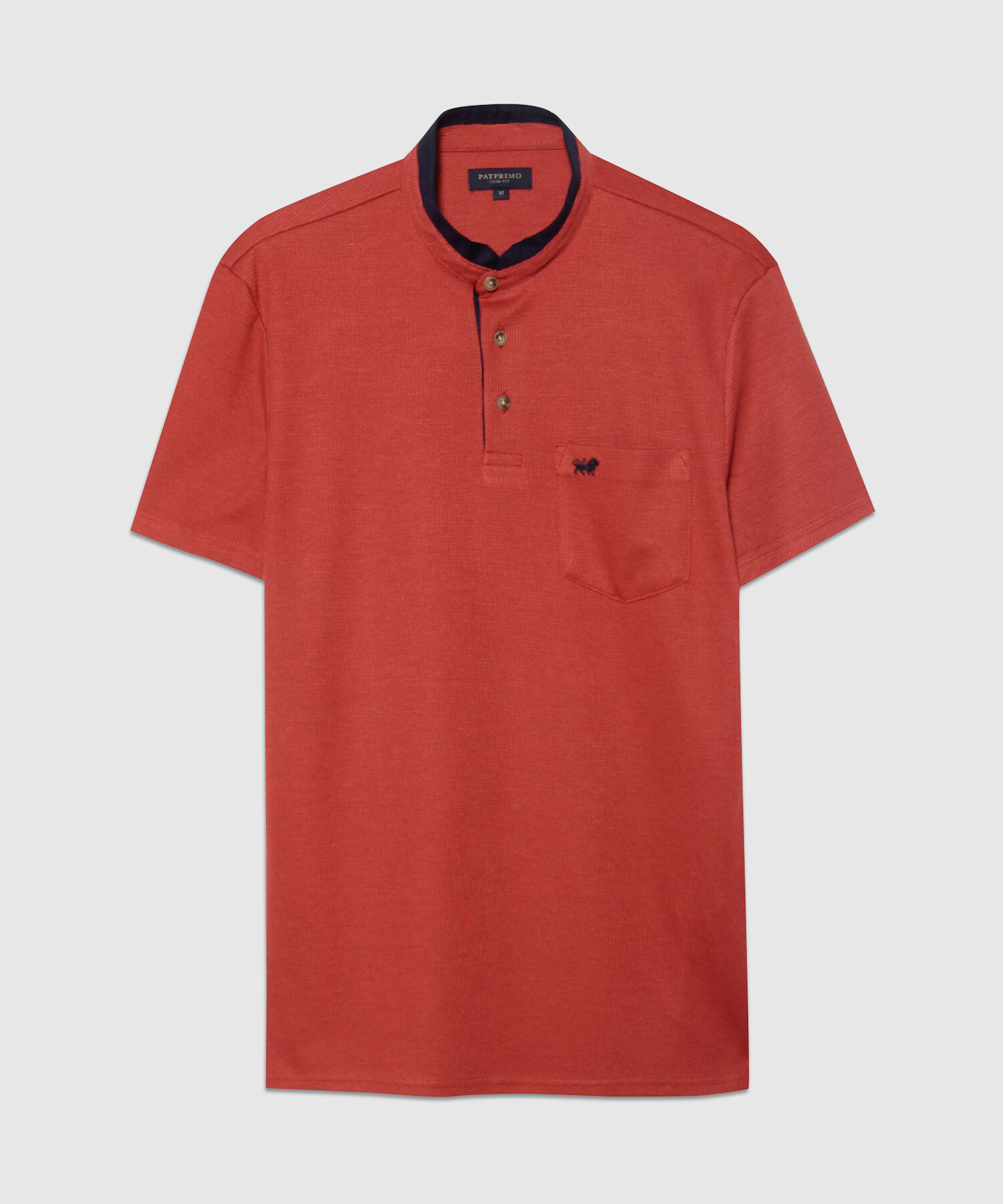 Polo Texturizada Con Cuello Mao