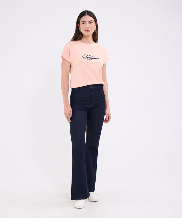 Camiseta cuello redondo con bordado para mujer image number null