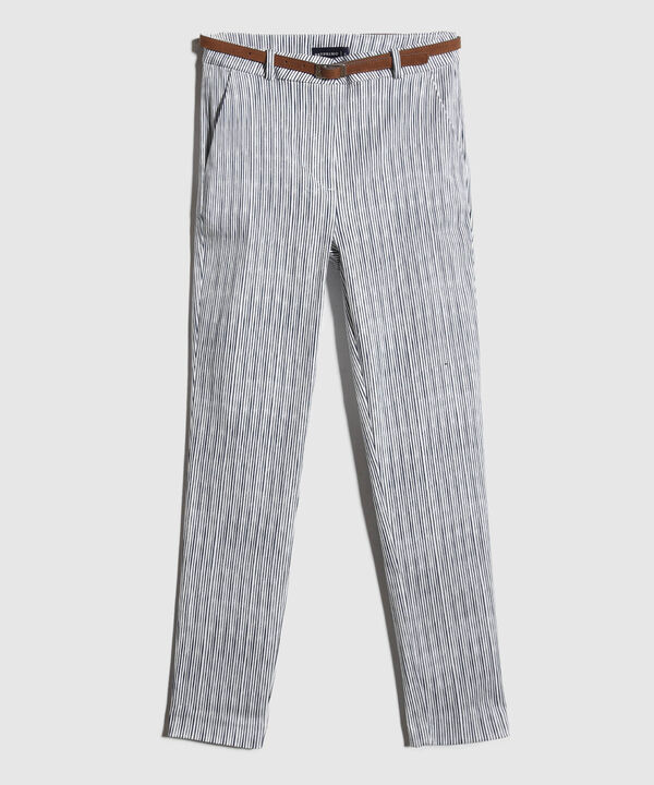 Pantalon Chino Estampado  Con Cinturon