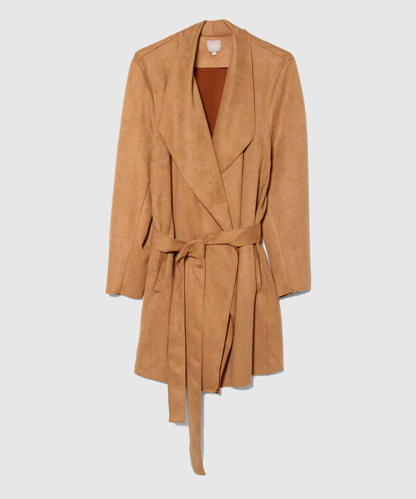 Chaqueta en Suede con Cinturón 