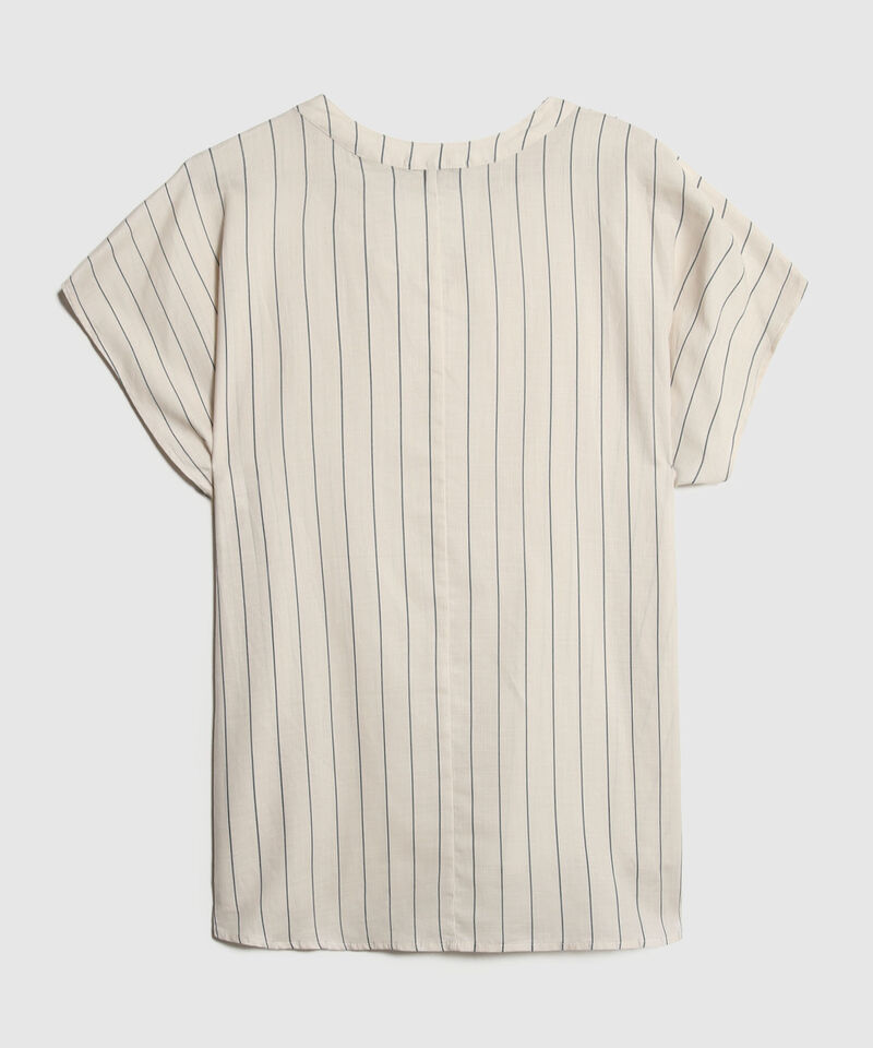 Blusa A Rayas Cuello Mao