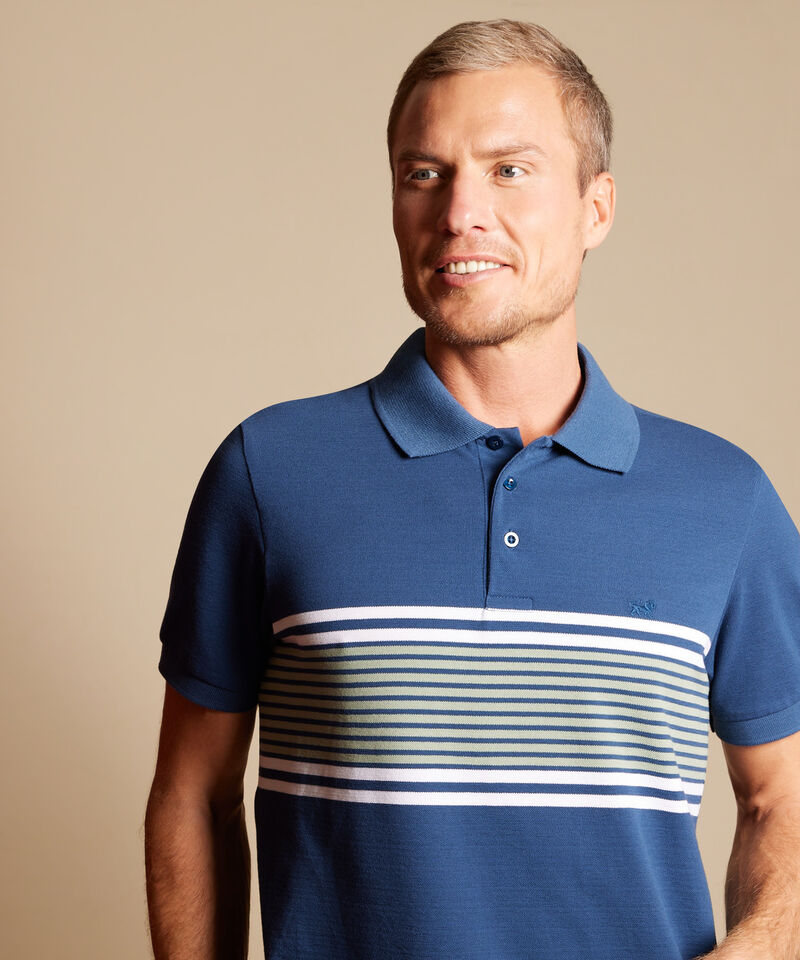 Polo Preteñida, Cuello Y Puños Tejidos Unicolor, Sin Bolsillo Y Silueta Regular Fit