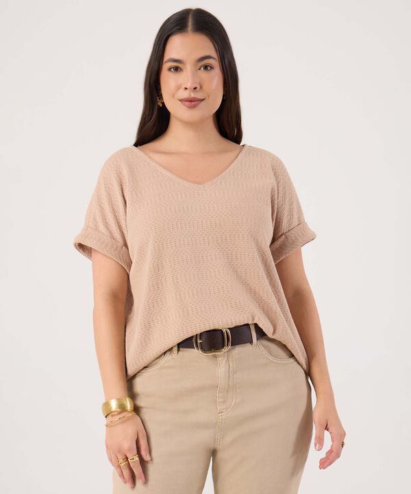 Camiseta Texturizada Unicolor Para Mujer Curvy image number null