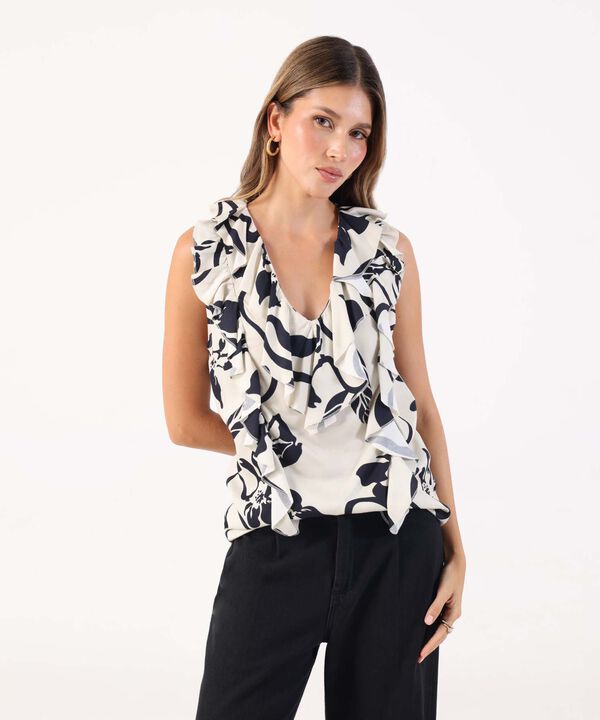 Blusa De Escote Profundo Con Boleros Frontales image number null