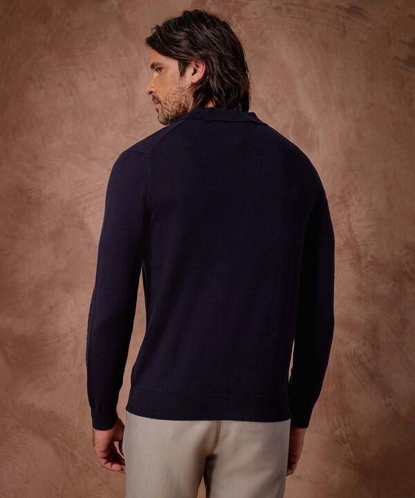 Polo de Tejido Fino con Cuello V Para Hombre