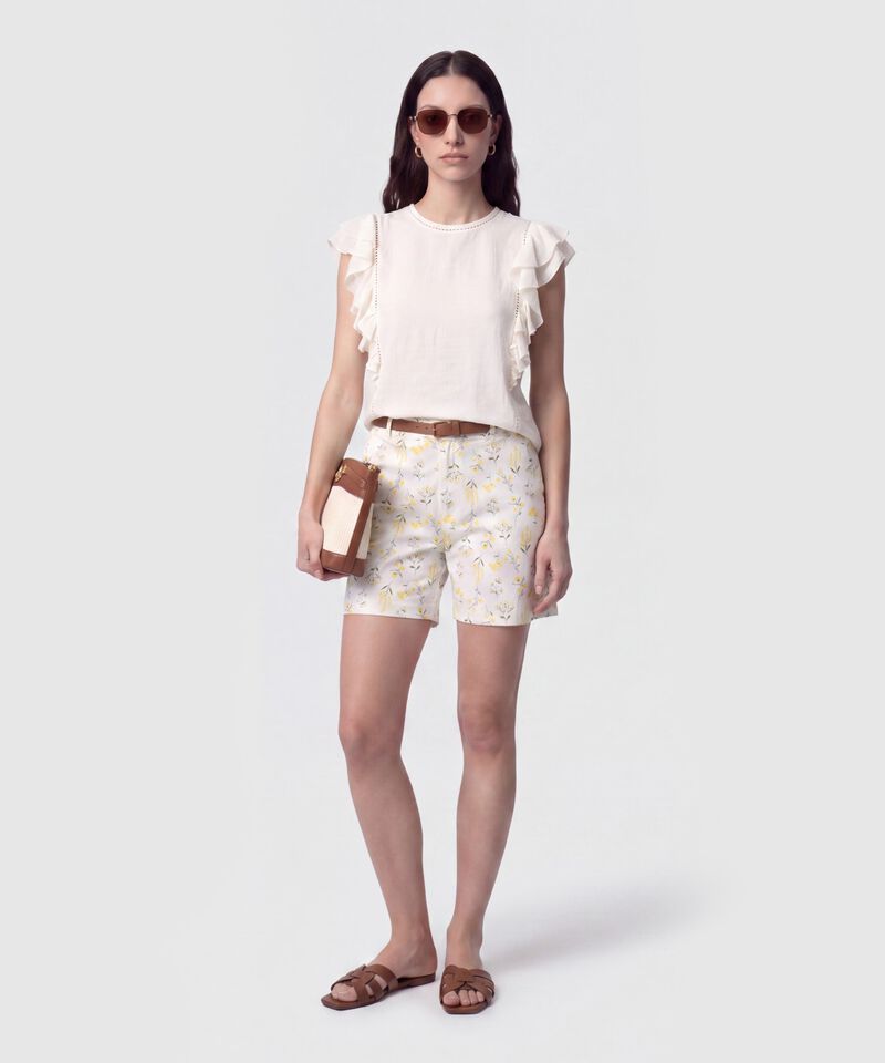 Bermuda Estampada Con Cintur&oacute;n Para Mujer