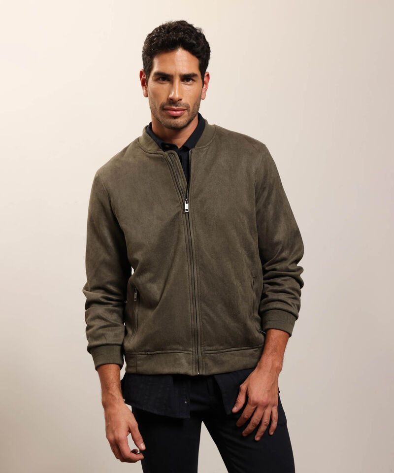 Chaqueta Bomber de Tela Lisa para Hombre Casual